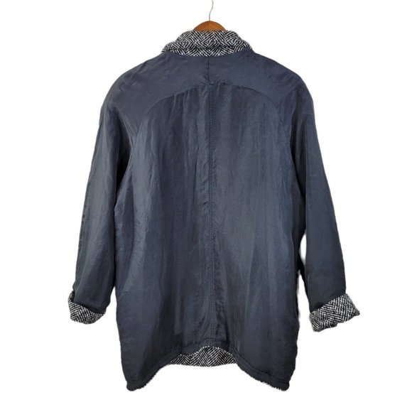 Vintage Reversible Coat size Large Light/Dark Academia Tweed Wool Silk grey - Picture 5 of 8